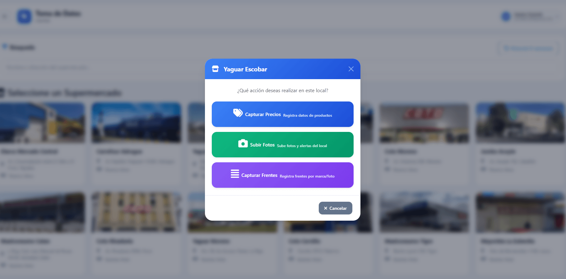 App del repositor de Surmarket para captura de datos en el punto de venta