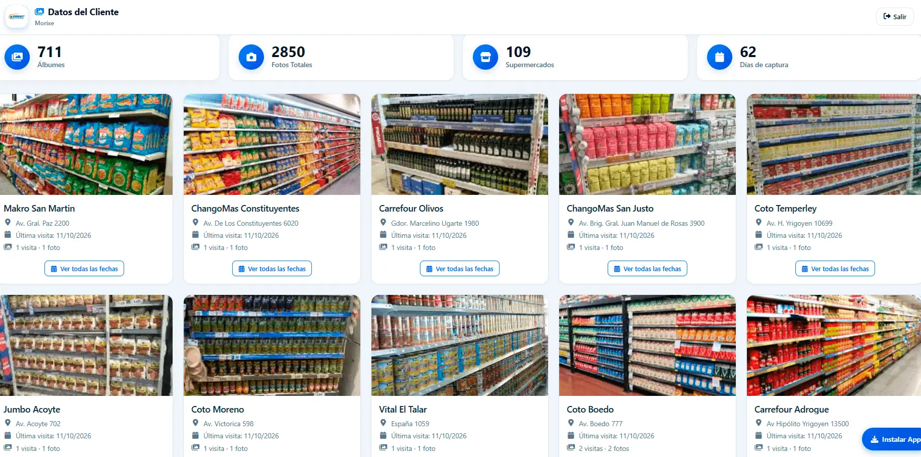 Galería de fotos de góndola por local y fecha en el portal de Surmarket